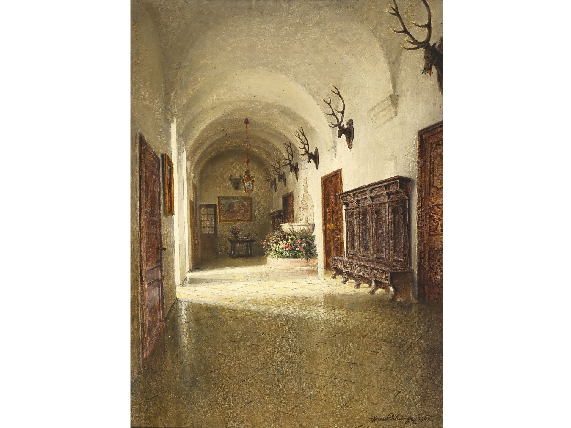 Hans Pühringer, Klosterneuburg 1875 - 1953 Klosterneuburg, Großer Gang im Schloss Goldegg 
