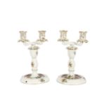 Pair of candlesticks with two-light attachment, Herend, Fleurs des Indes/Indian Basket Multicolour