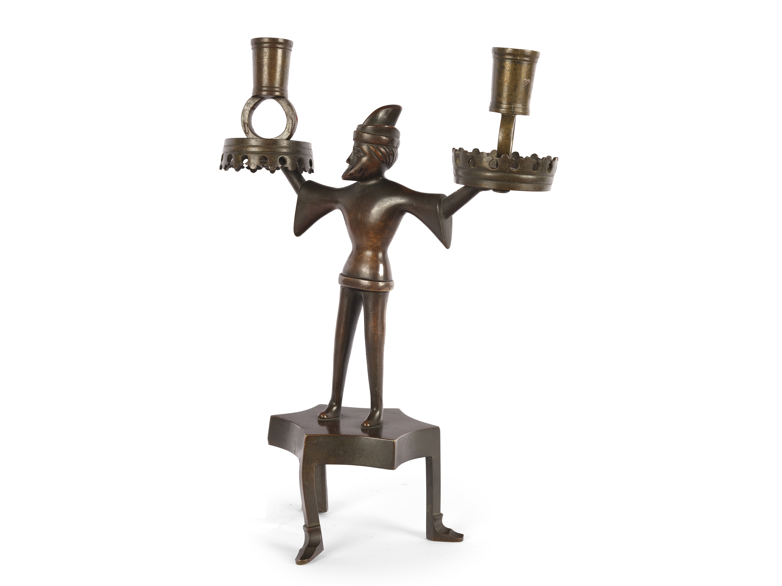 Candlestick with miner, two-armed, in the 15th century style - Image 2 of 4