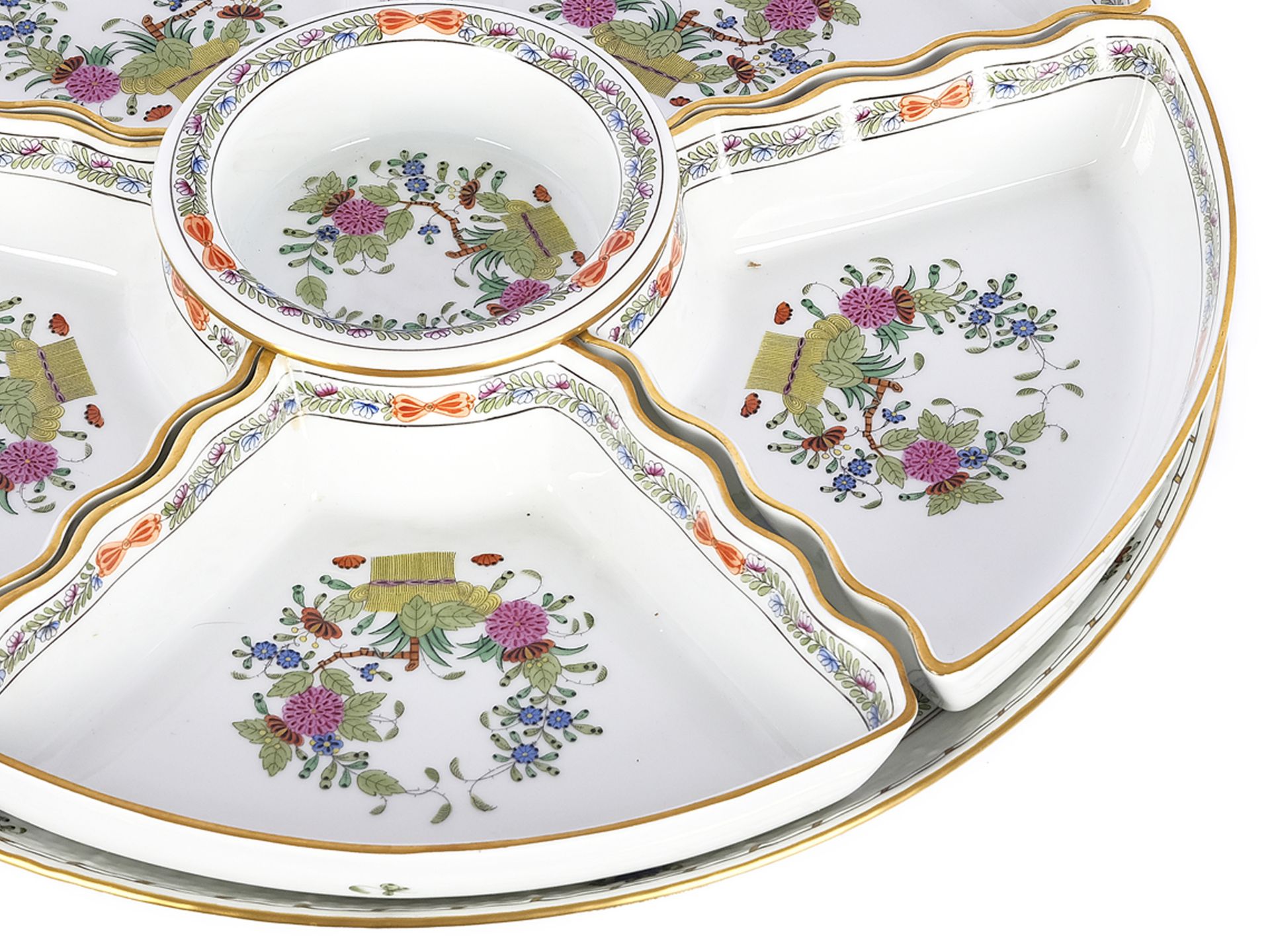 Service bowls on round plate, Herend, Fleurs des Indes/Indian Basket Multicolour - Image 2 of 7