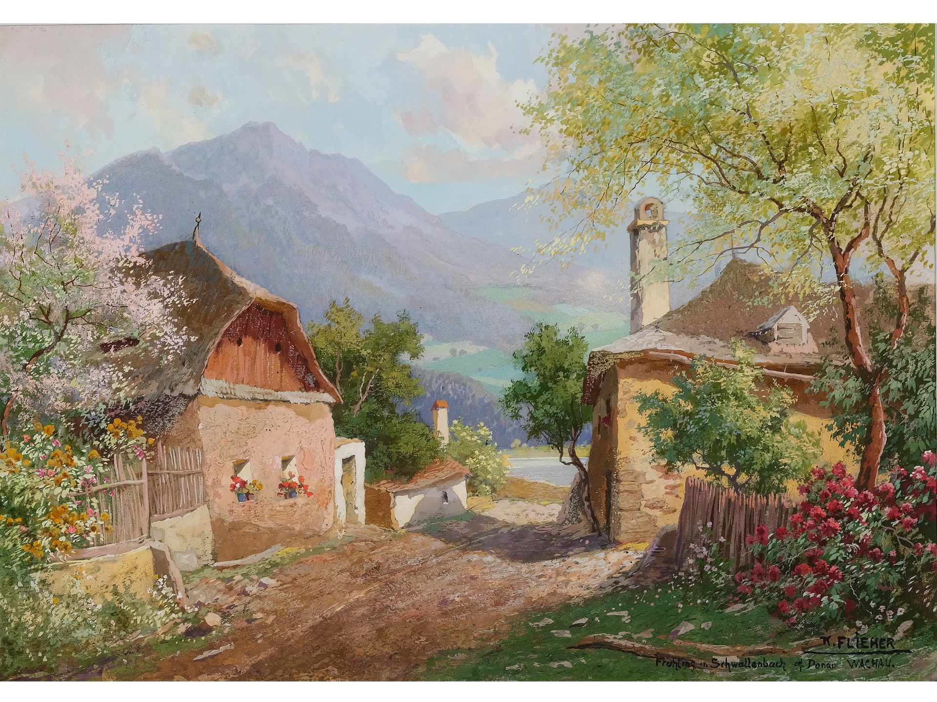 Karl Flieher, Wien 1881 - 1958 Zell am See, Frühling in Schwallenbach an der Donau