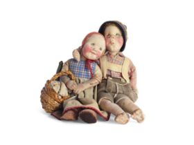 Elli Riehl, Villach 1902 - 1977 Villach, Zwei sitzende Bauernkinder