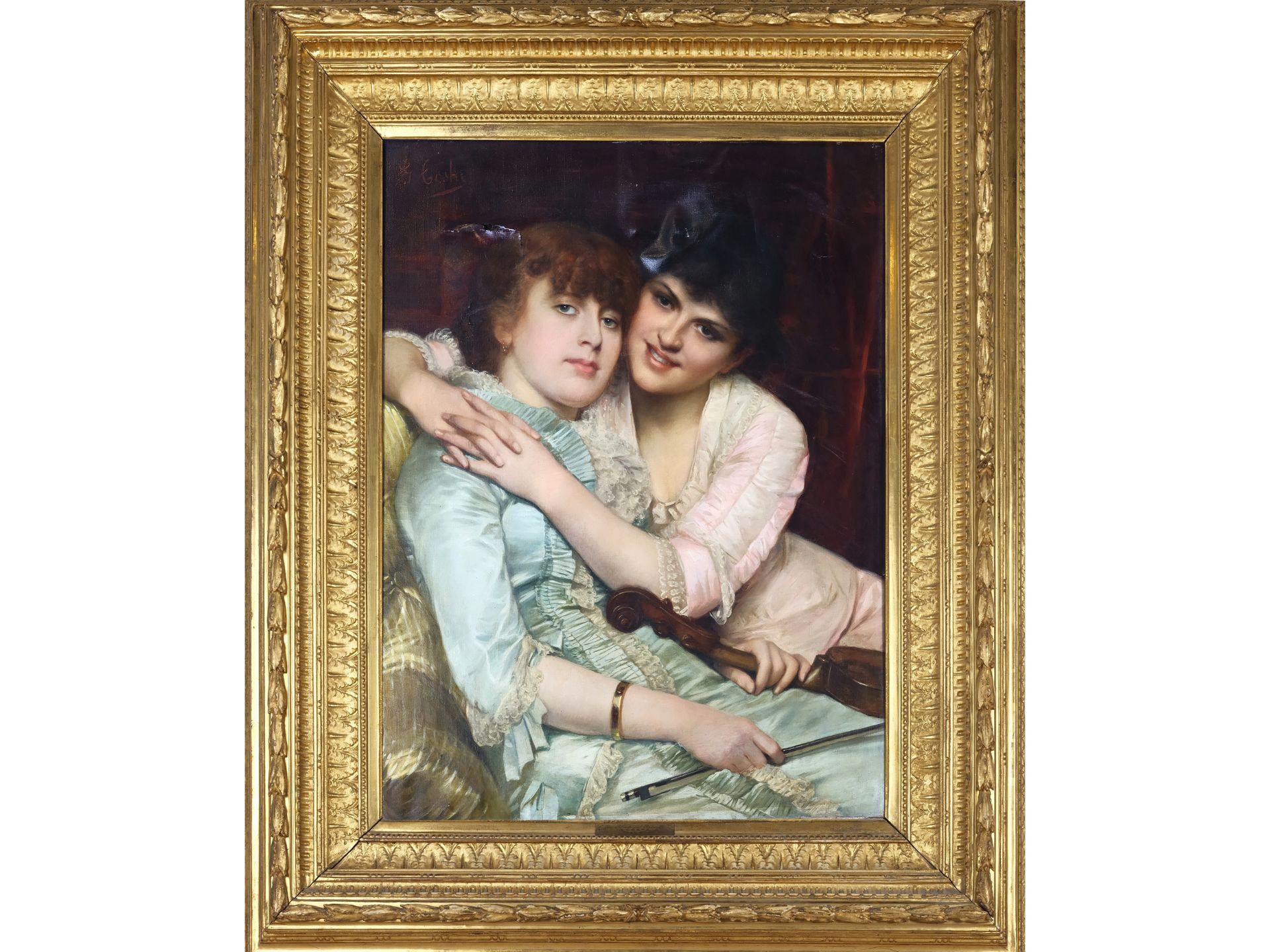 Giovanni Costa, Italy, 1826 - 1903, The Blonde and the Brunette - Image 2 of 5