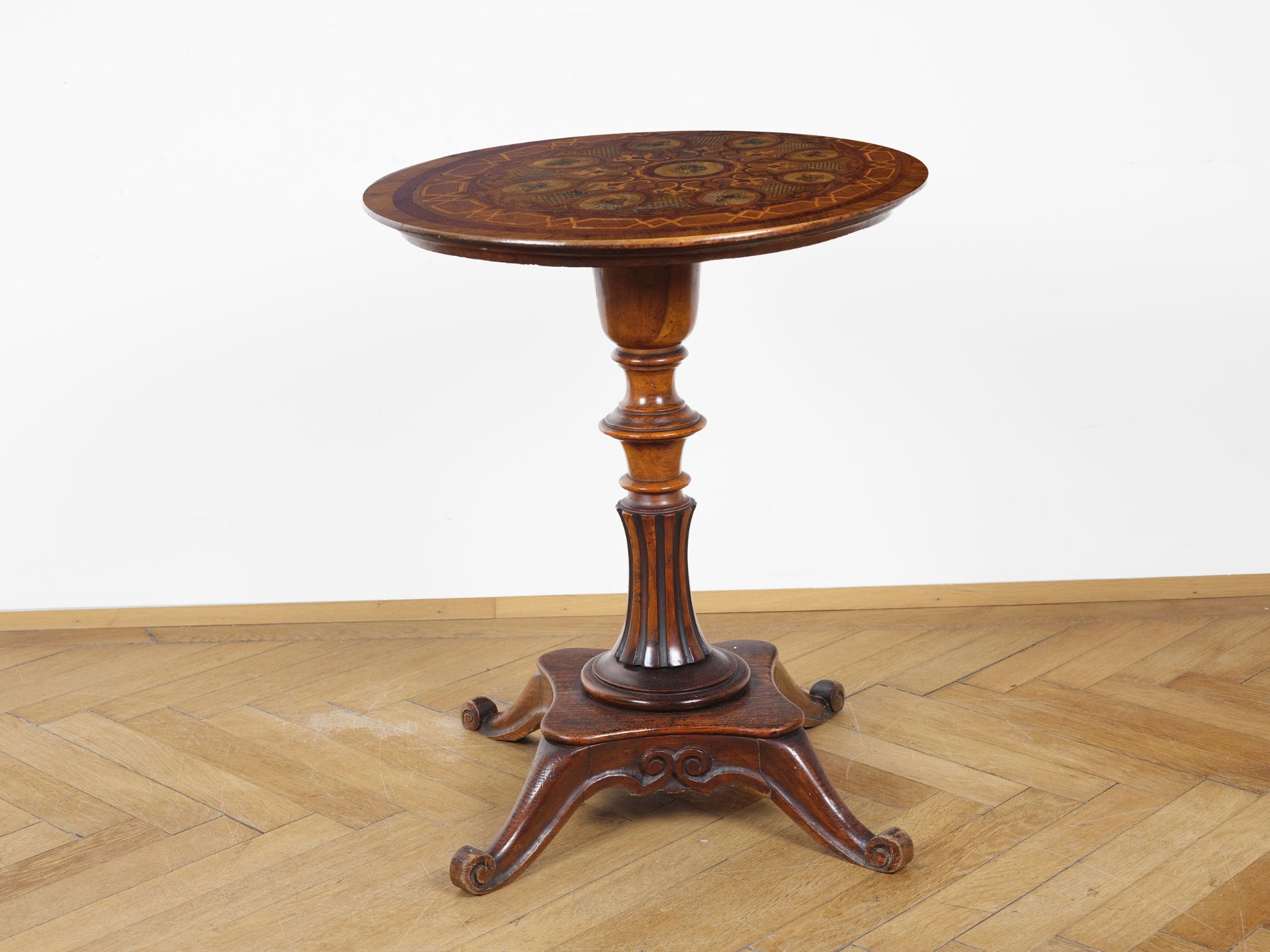Small round side table with butterflies, Italy, mid 19th century - Image 2 of 2