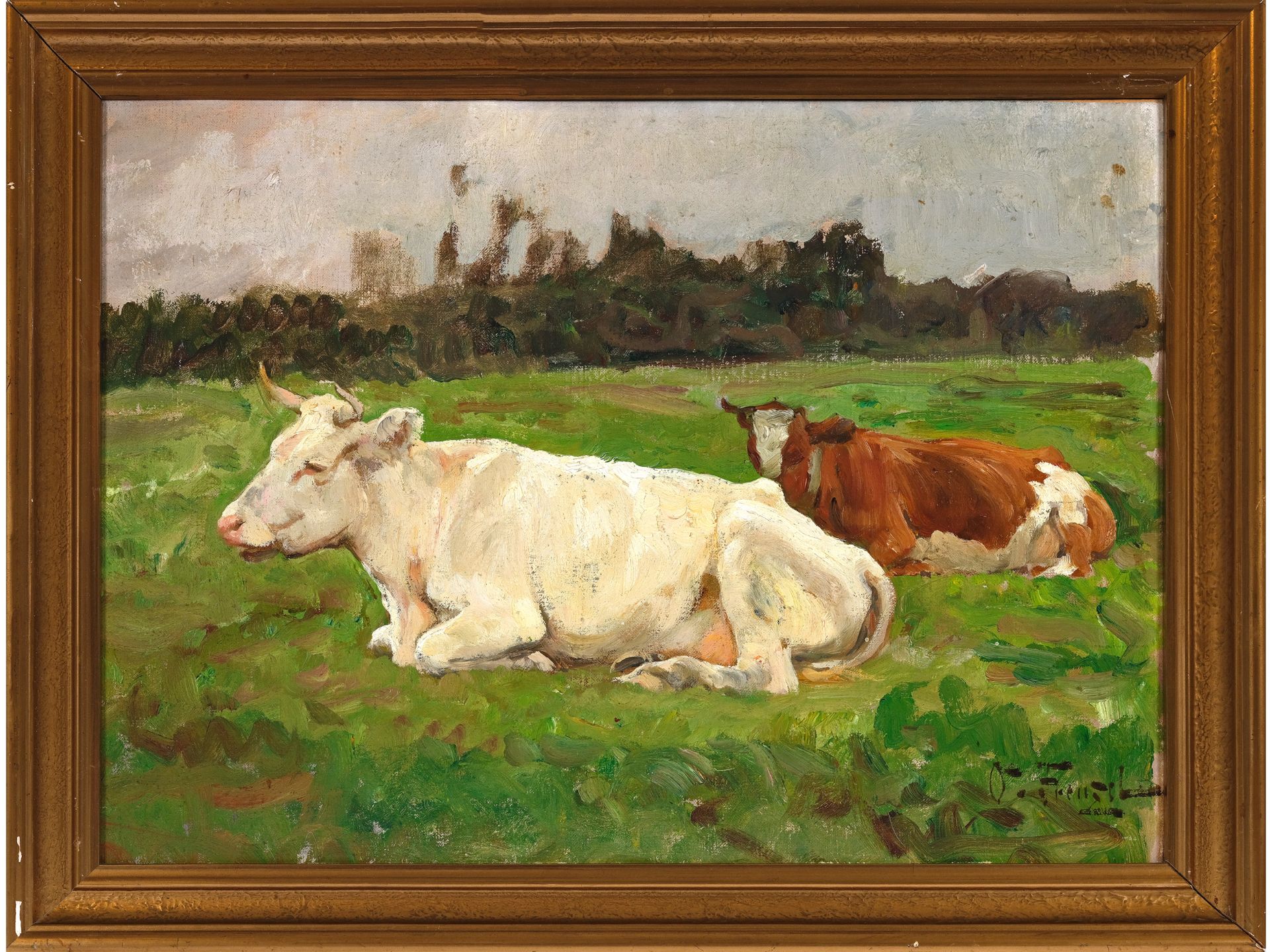 Oskar Frenzel, Berlin 1855 - 1915 Charlottenburg, Two Cows - Image 2 of 4