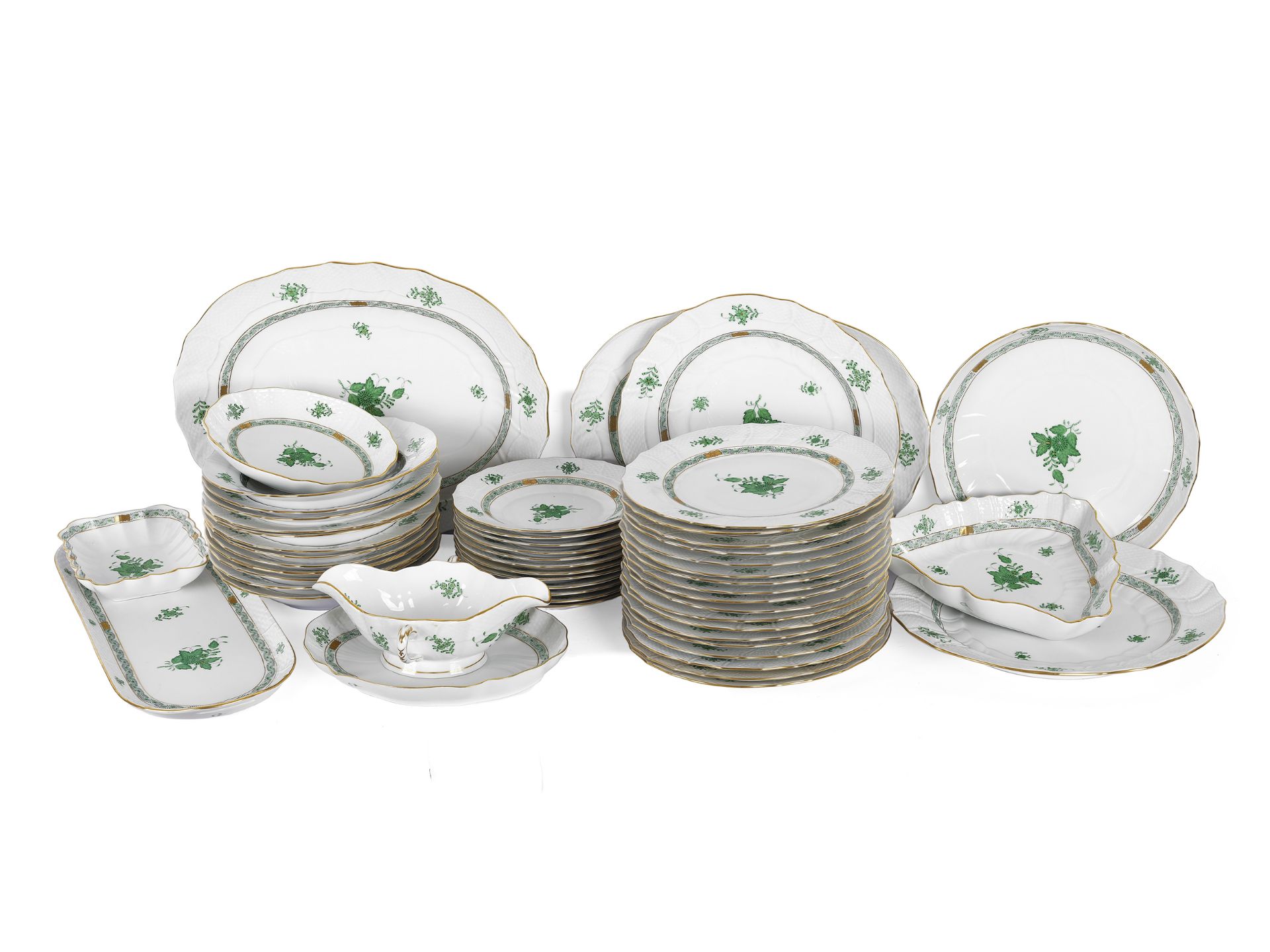 Large dinner service, 53 piece, Herend, Apponyi Vert