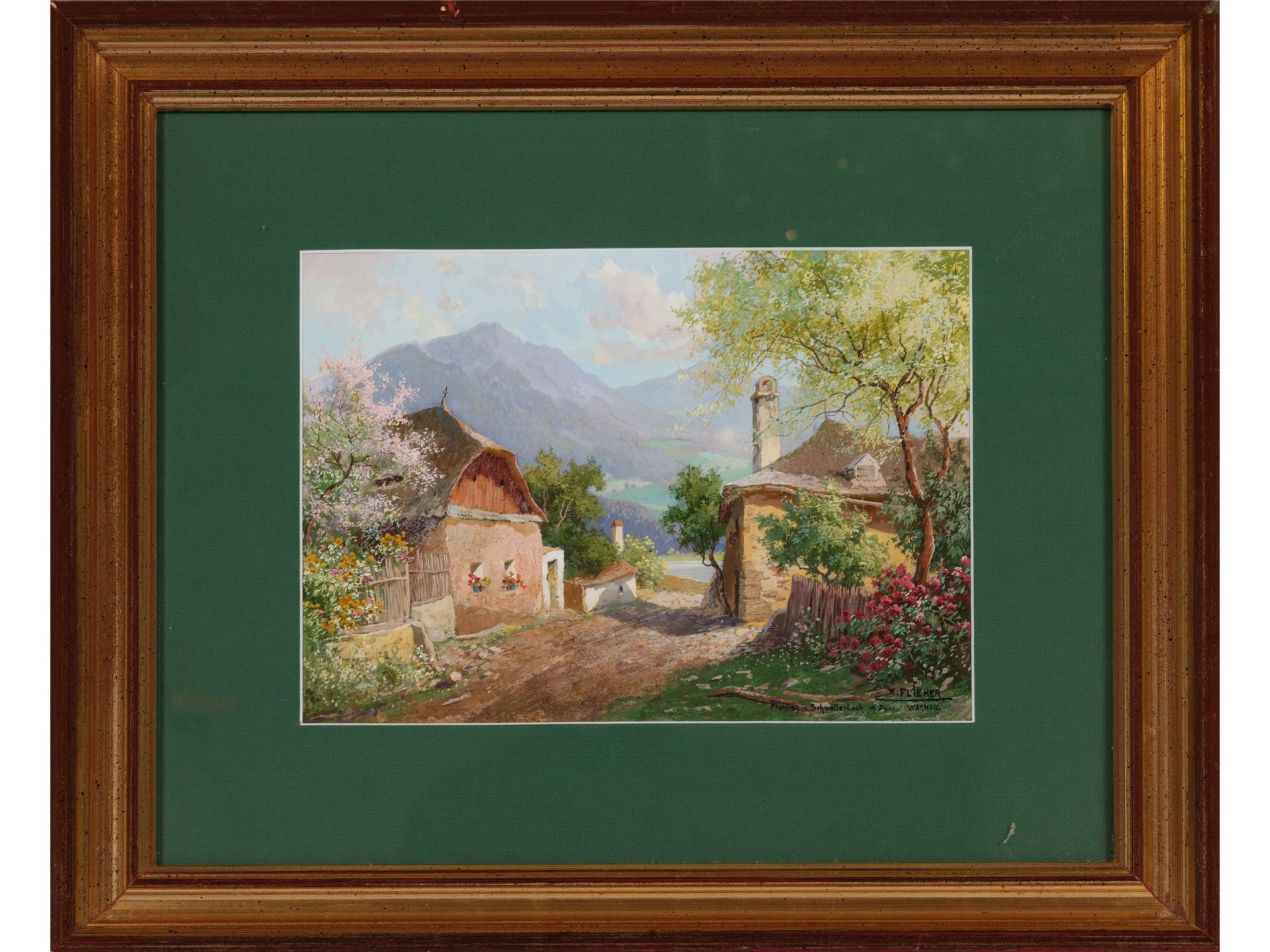 Karl Flieher, Wien 1881 - 1958 Zell am See, Frühling in Schwallenbach an der Donau - Bild 2 aus 4