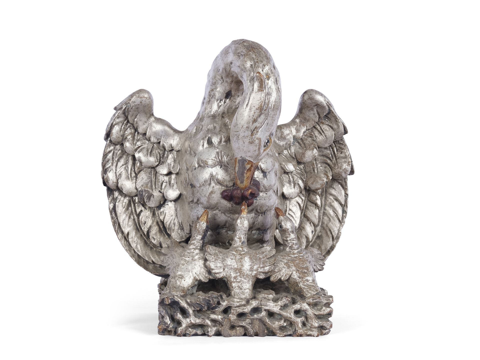Pelican symbolising the sacrificial death of Christ, South German, mid 18th century - Image 3 of 6