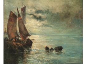 Ciardi, The Ciardi family of painters, attributed, Ships off Venice