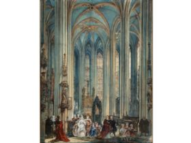 Philipp Walter, Mühlhausen 1798 - 1868 Nürnberg, Das Innere der Sankt Sebaldskirche in Nürnberg