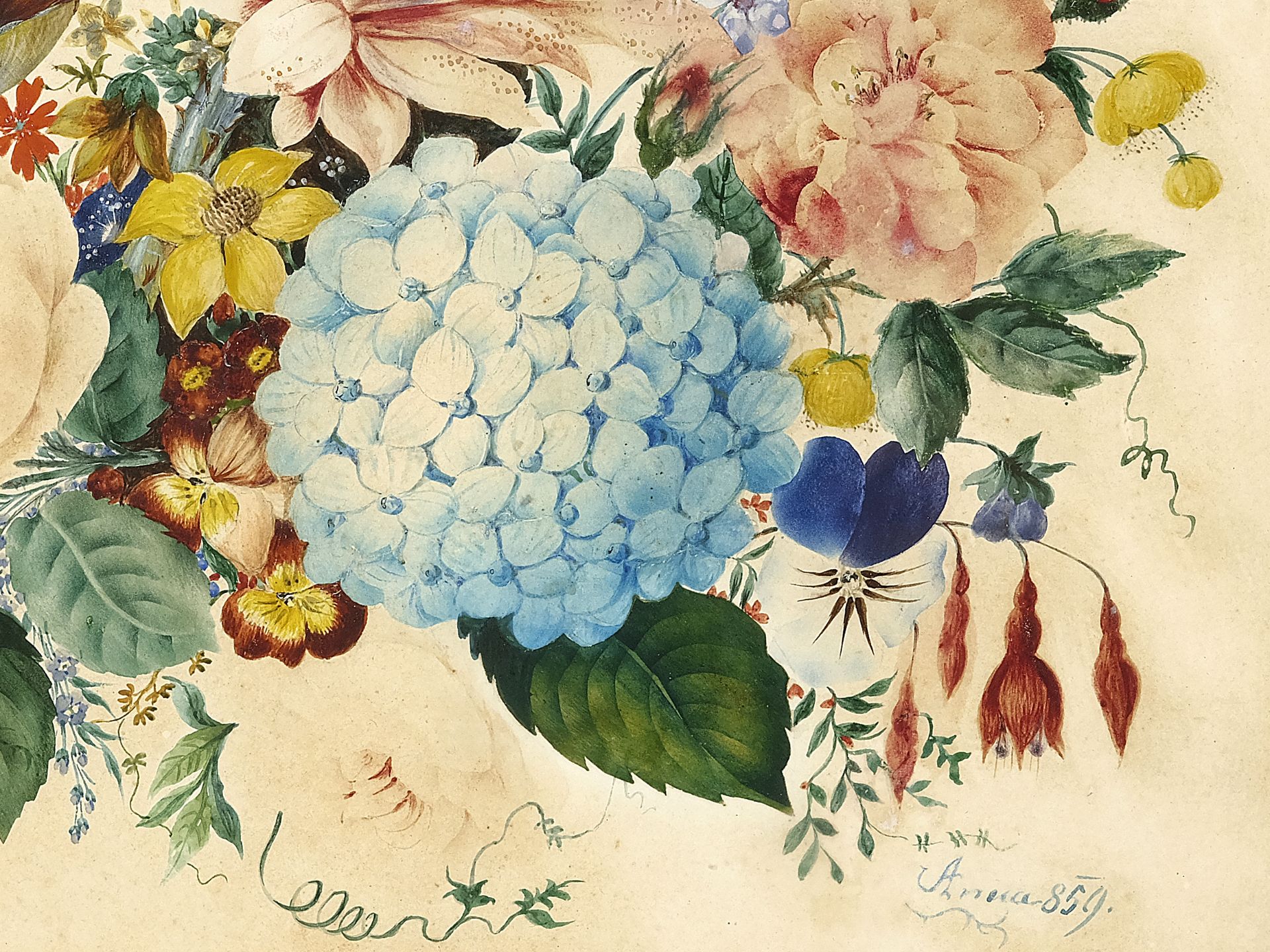 Unbekannte Malerin, 19. Jahrhundert, Blumenstillleben - Bild 3 aus 4