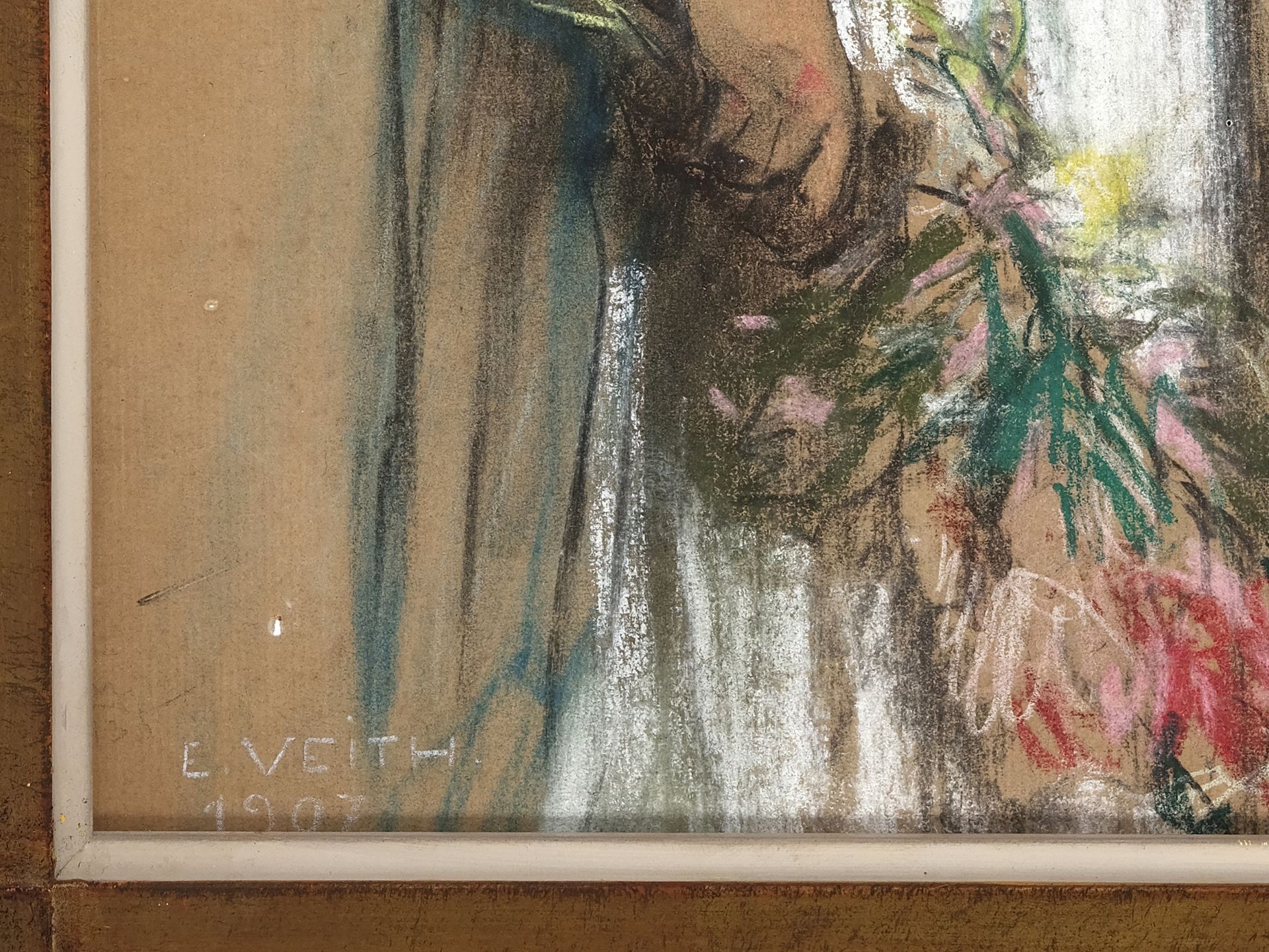 Eduard Veith, Neutitschein 1858 - 1925 Wien, Dame mit Blumen - Bild 3 aus 4