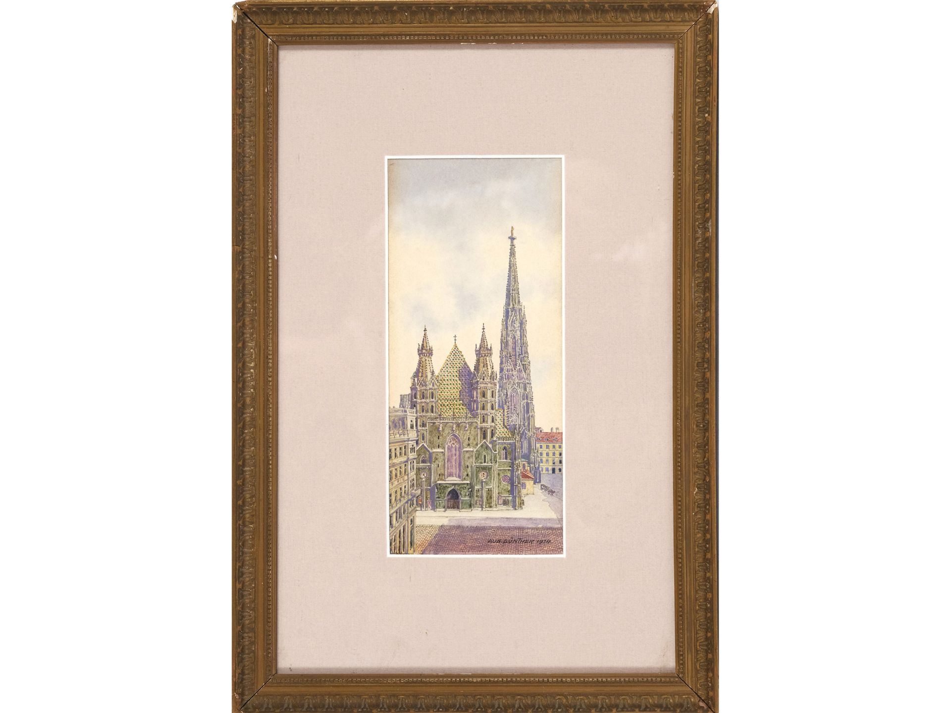 August Günther, Vienna, 20th century, View of St Stephen's Cathedral - Image 2 of 4