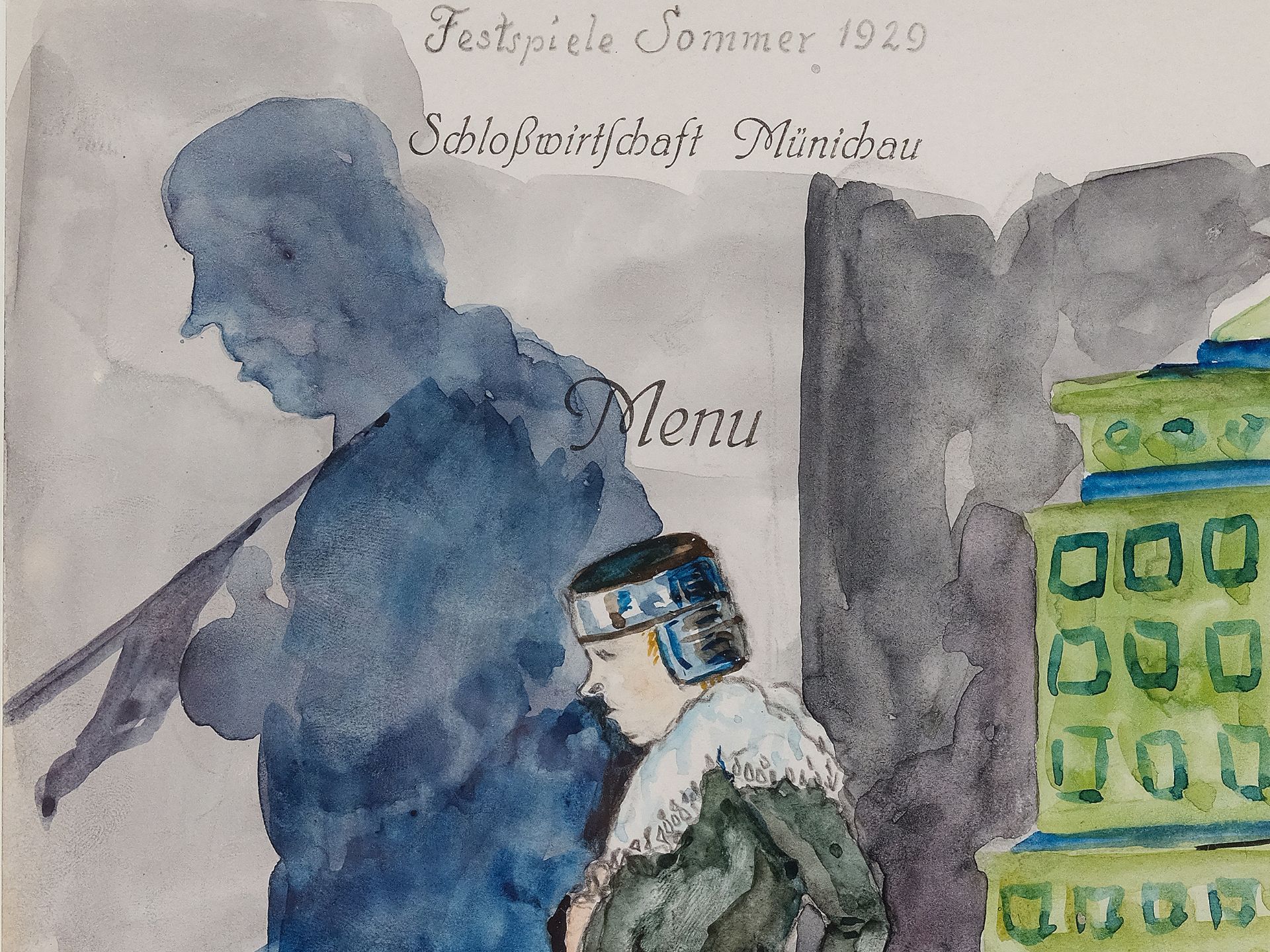 Hamlet, design for the menu card of the Schlosswirtschaft Münichau, summer festival summer 1929 - Image 3 of 5