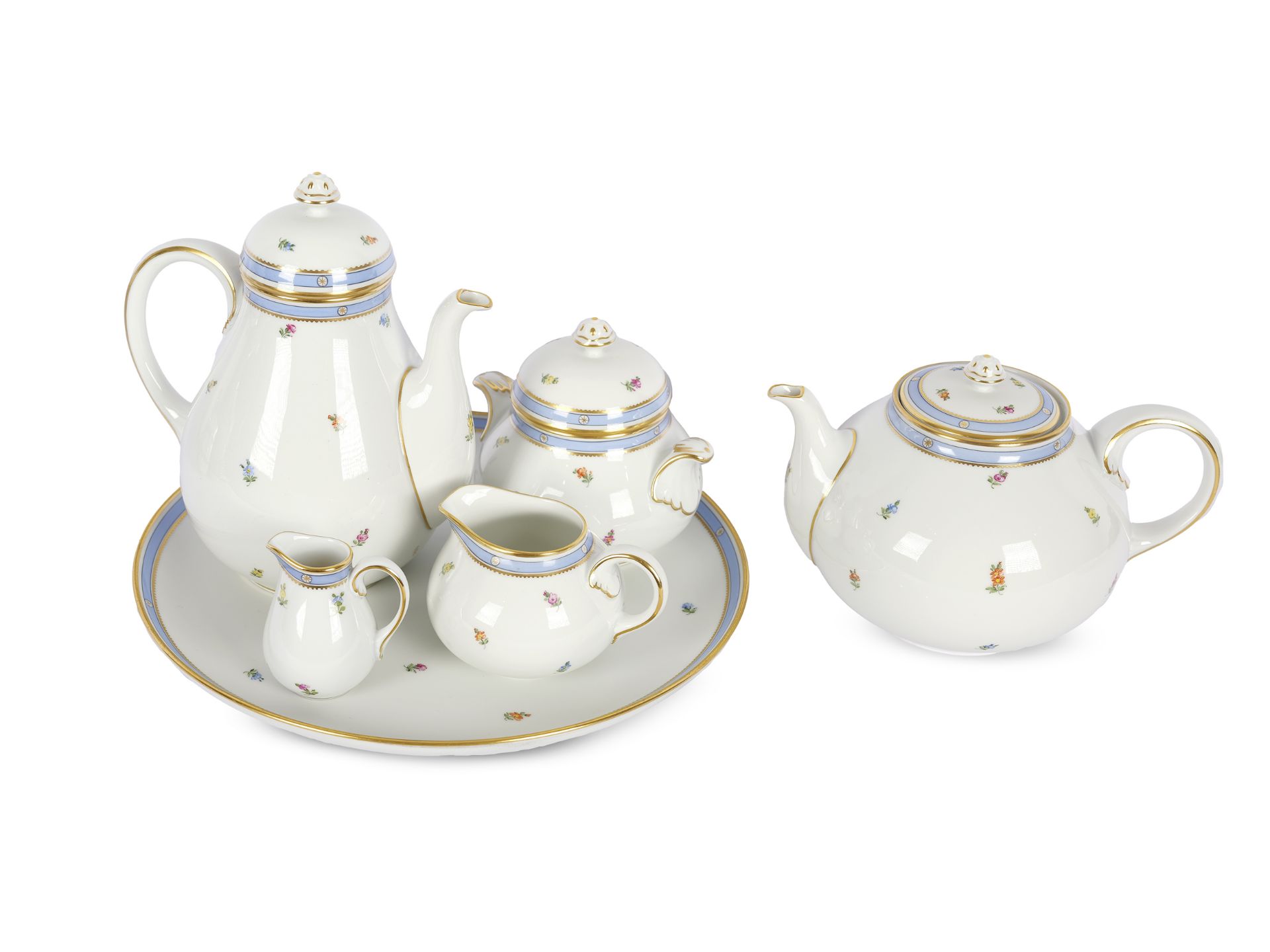 Coffee & tea set with floral decoration, 27 pieces, Augarten Vienna - Image 2 of 6