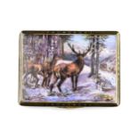 Tin, painting with deer motifs