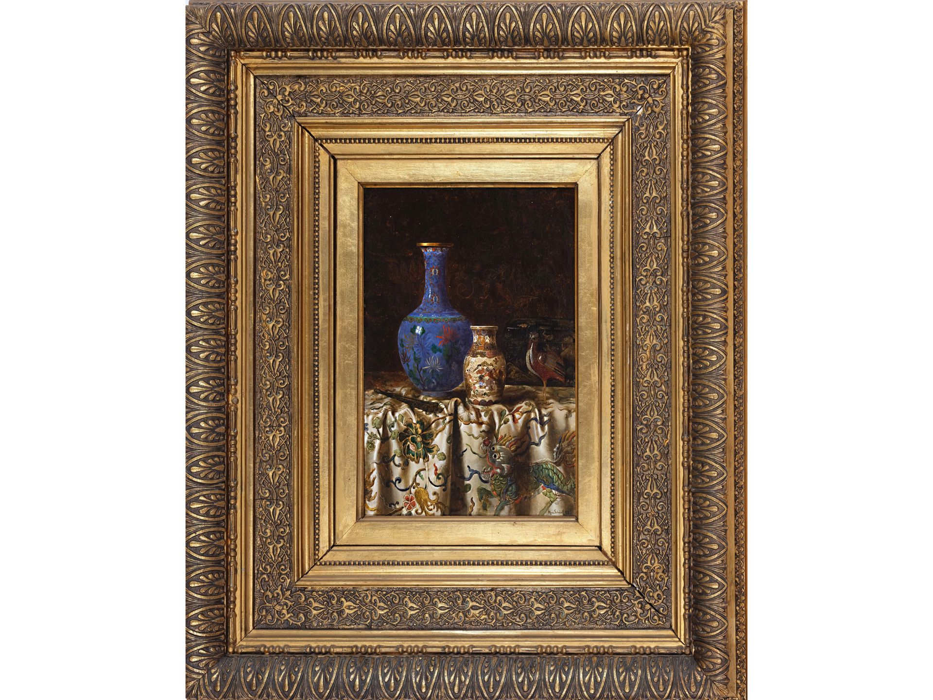 Max Schödl, Vienna 1834 - 1921 Vienna, Still life with Asian objects - Image 2 of 5
