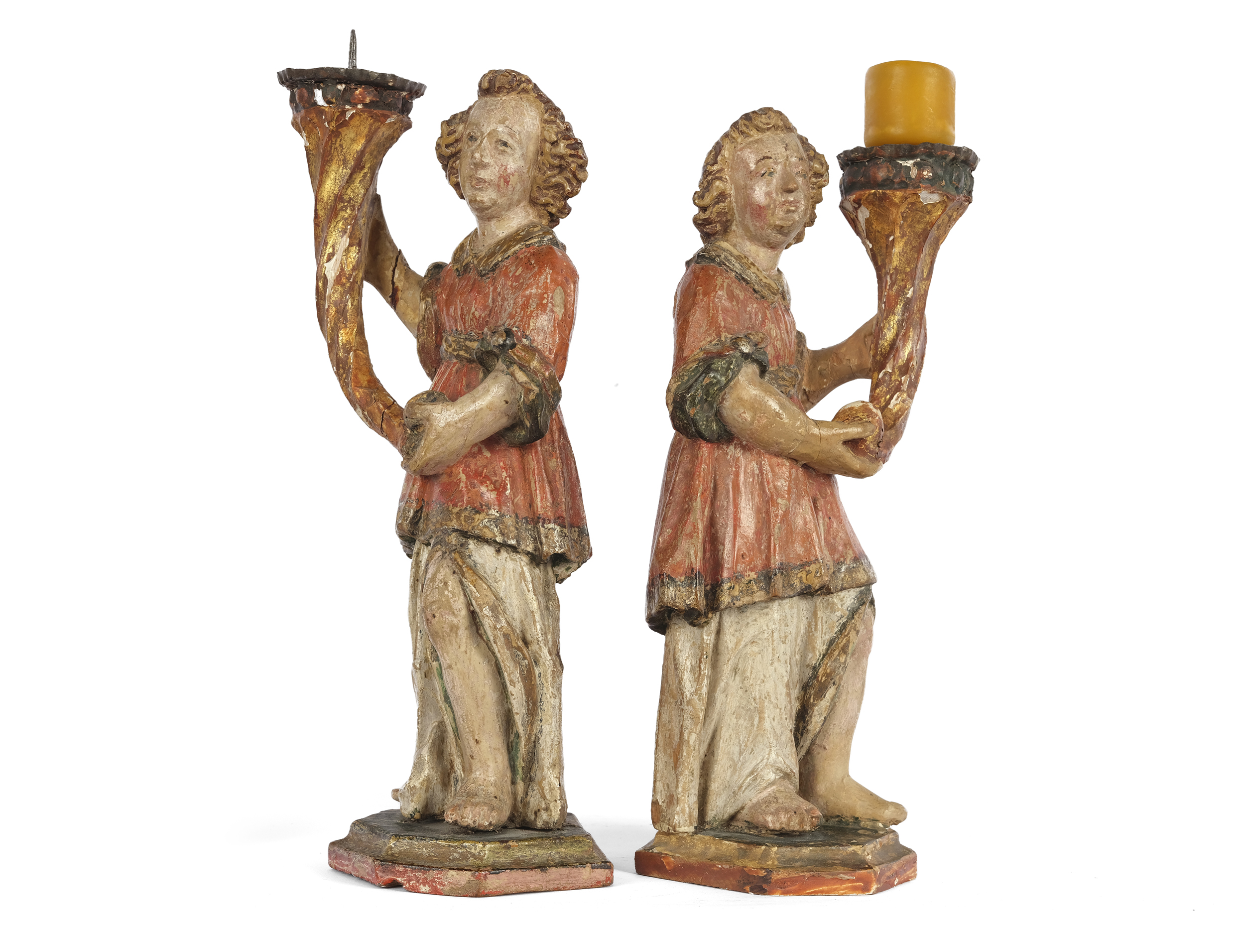 Zürn family, circle of, pair of candlestick angels - Image 2 of 4