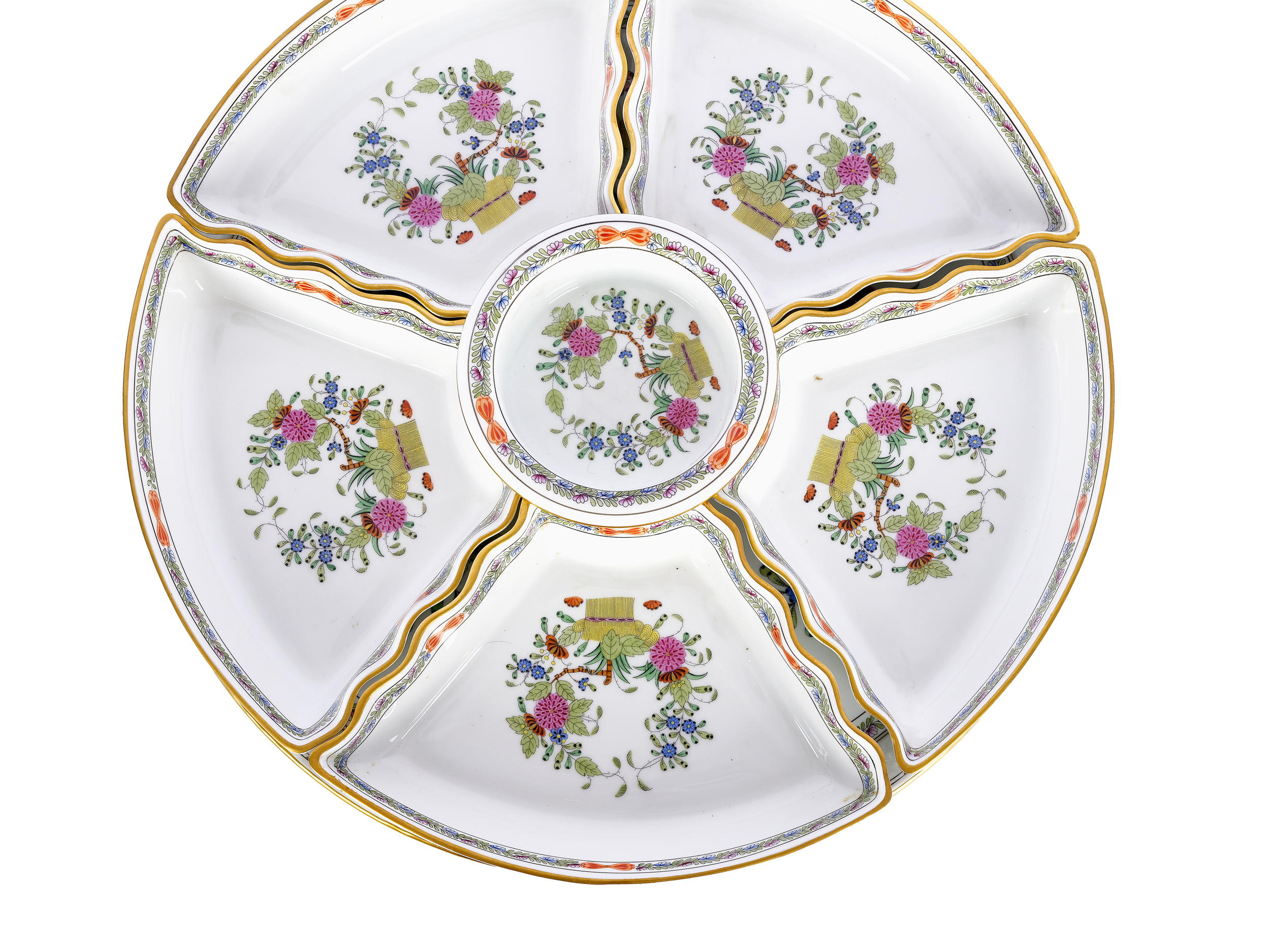 Service bowls on round plate, Herend, Fleurs des Indes/Indian Basket Multicolour - Image 3 of 7