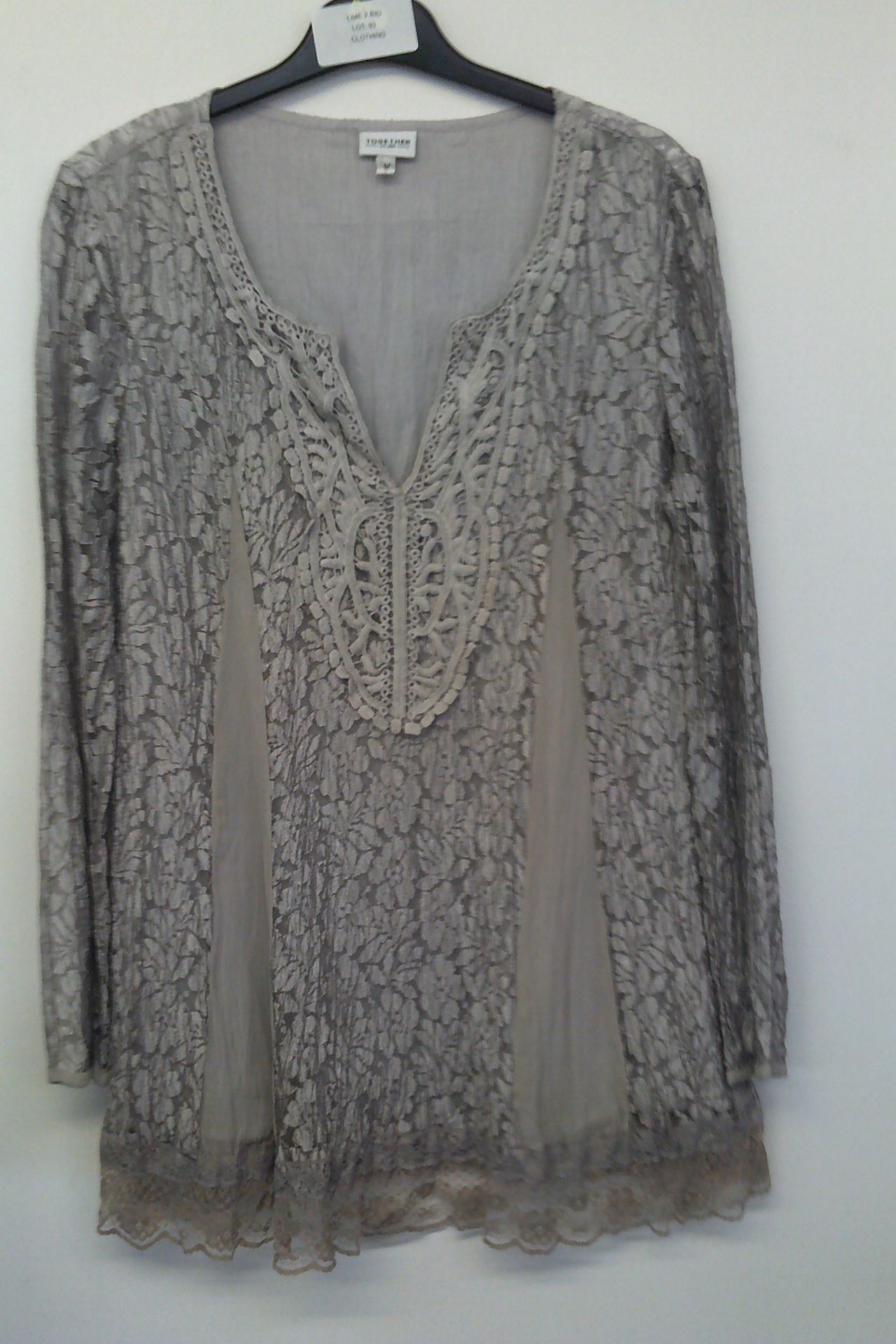 Together Silver Lace Top Size 12