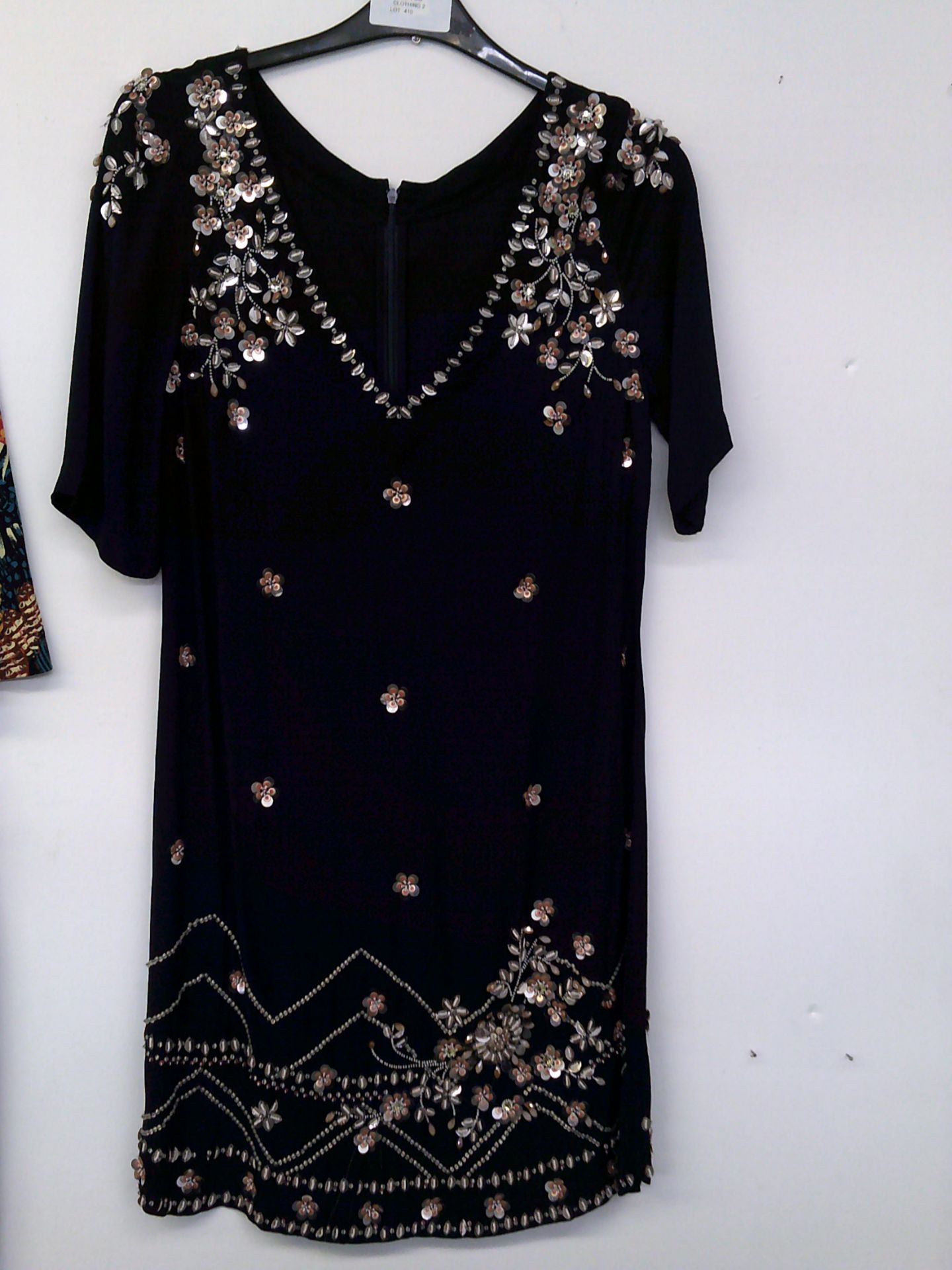 SEQUIN AND EMBRODIERED NAVY DRESS SIZE 12