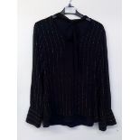 BEADED NAVY BLOUSE SIZE 8