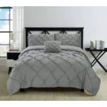 Double Grey Pin Tuk Duvet Set (Delivery Band A)