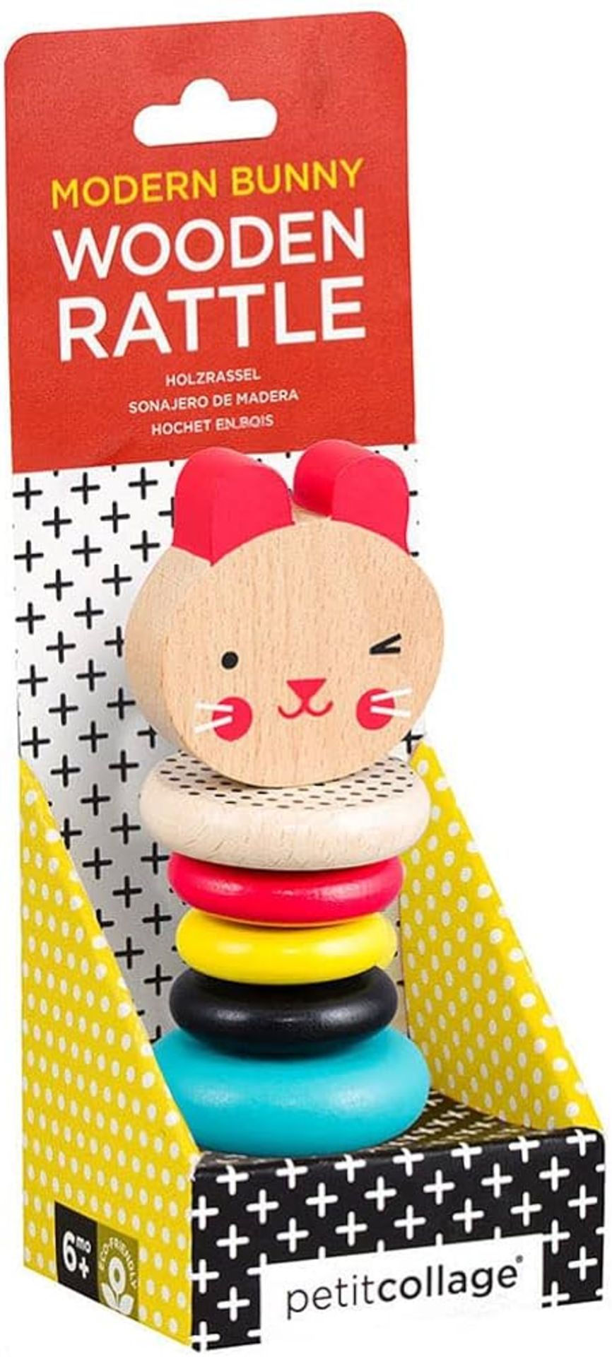 Petit Collage Bunny Wooden Rattle Brand New (Delivery Band A)