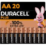 Duracell Plus AA Batteries (20 Pack) - Alkaline 1.5V - Up To 100% Extra Life - Reliability For