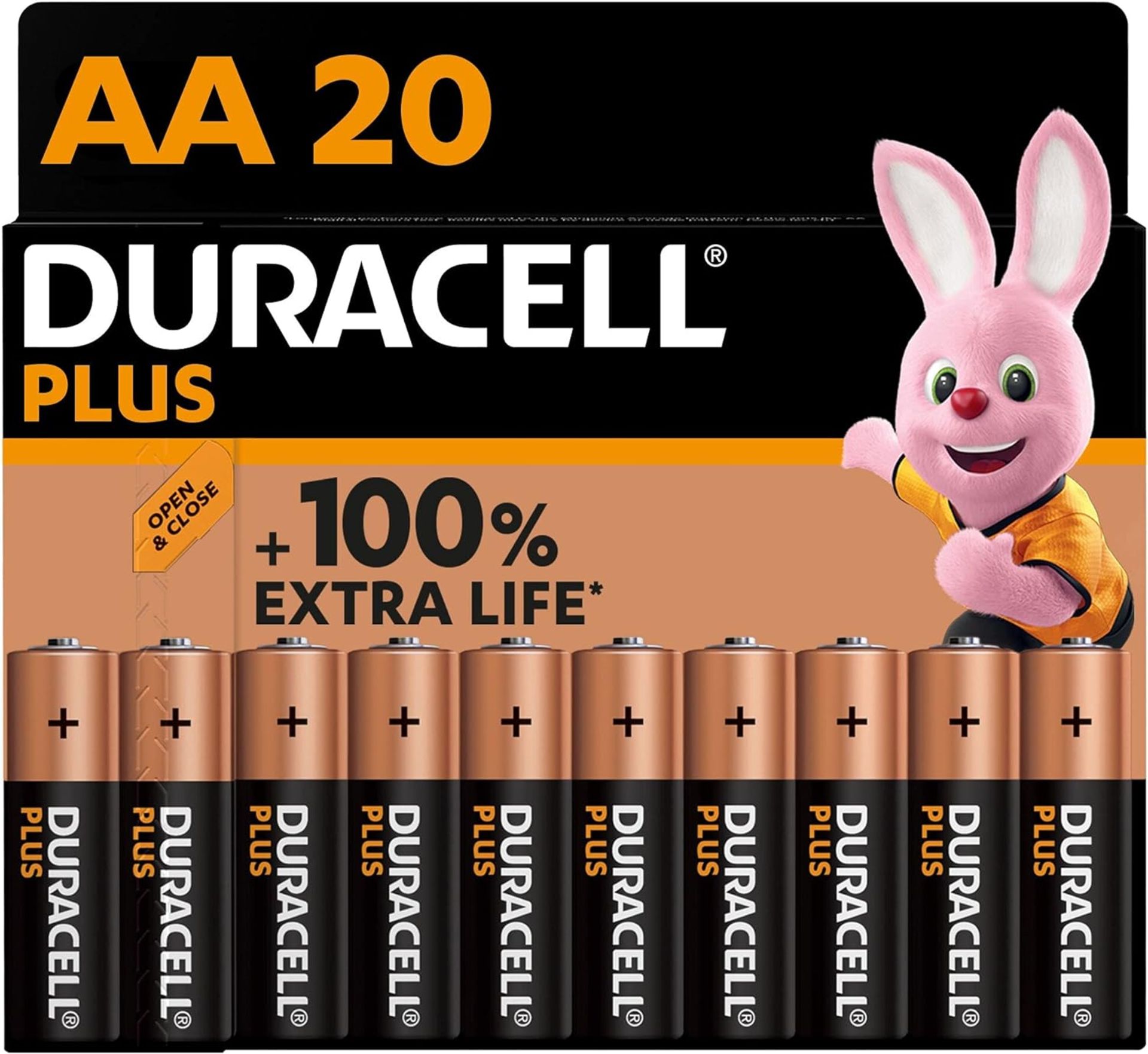 Duracell Plus AA Batteries (20 Pack) - Alkaline 1.5V - Up To 100% Extra Life - Reliability For