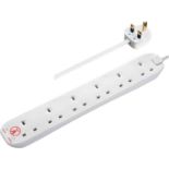 Masterplug SRG6210N-MP Six Socket Surge Protected Extension Lead, 2 Metres, White