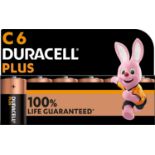 Duracell Plus C Batteries (6 Pack) - Alkaline 1.5V - 100% Life Guarenteed - Reliability For Everyday