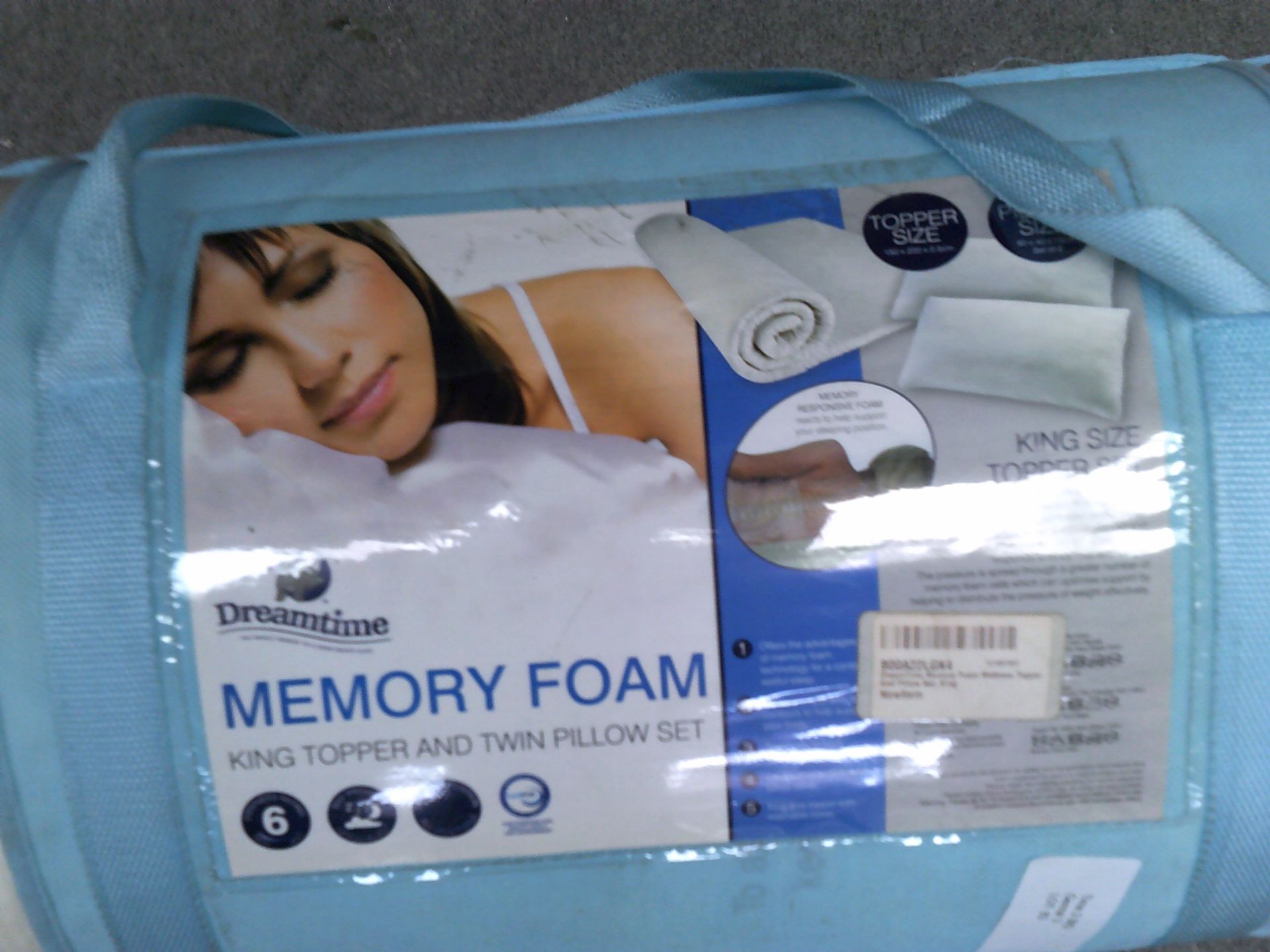 Dreamtime memory foam king topper and twin pillow set (Delivery Band A)