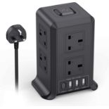 Tower Extension Lead with USB Slots, 8 Way Multi Plug Extension Tower & 4 USB Ports,Surge