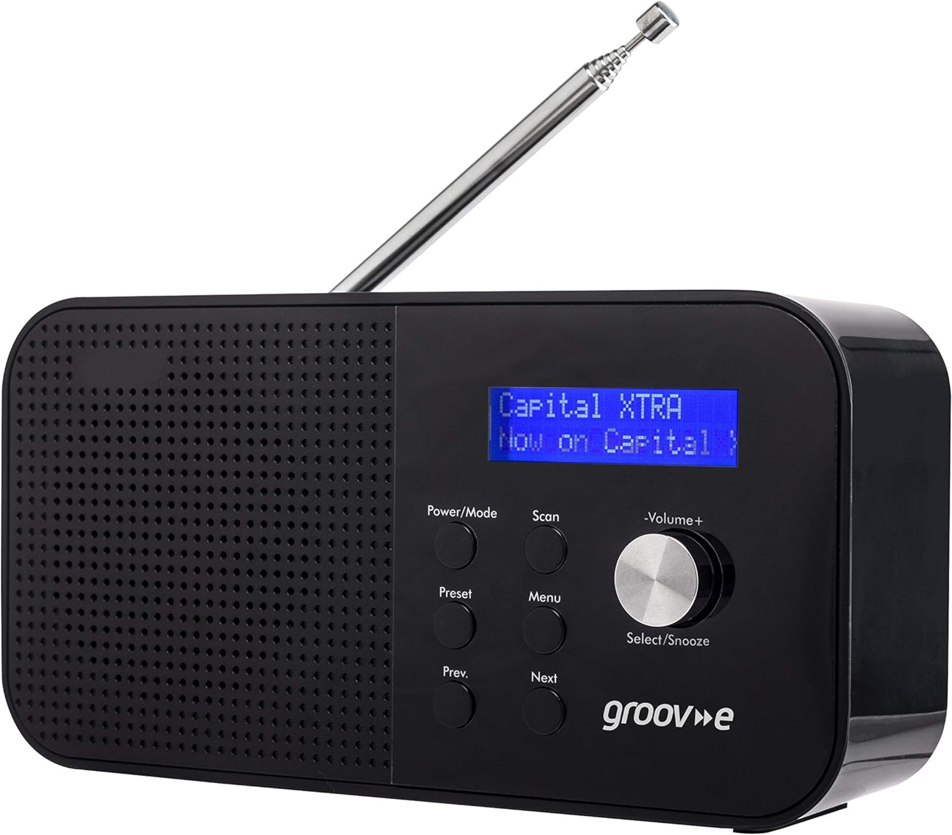 groov-e Venice DAB & FM Digital Radio - Built-In Alarm Clock & Bluetooth Connectivity - LCD