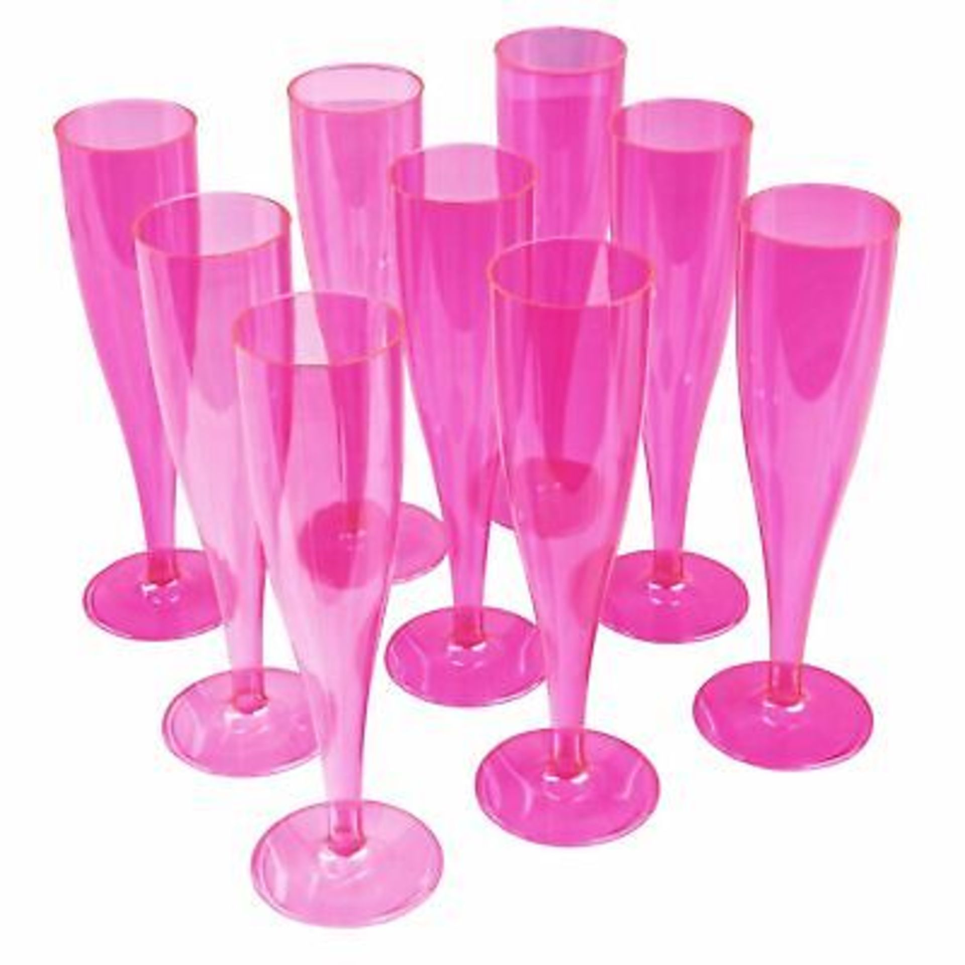 50 neon pink champagne plastic glasses (Delivery Band A)