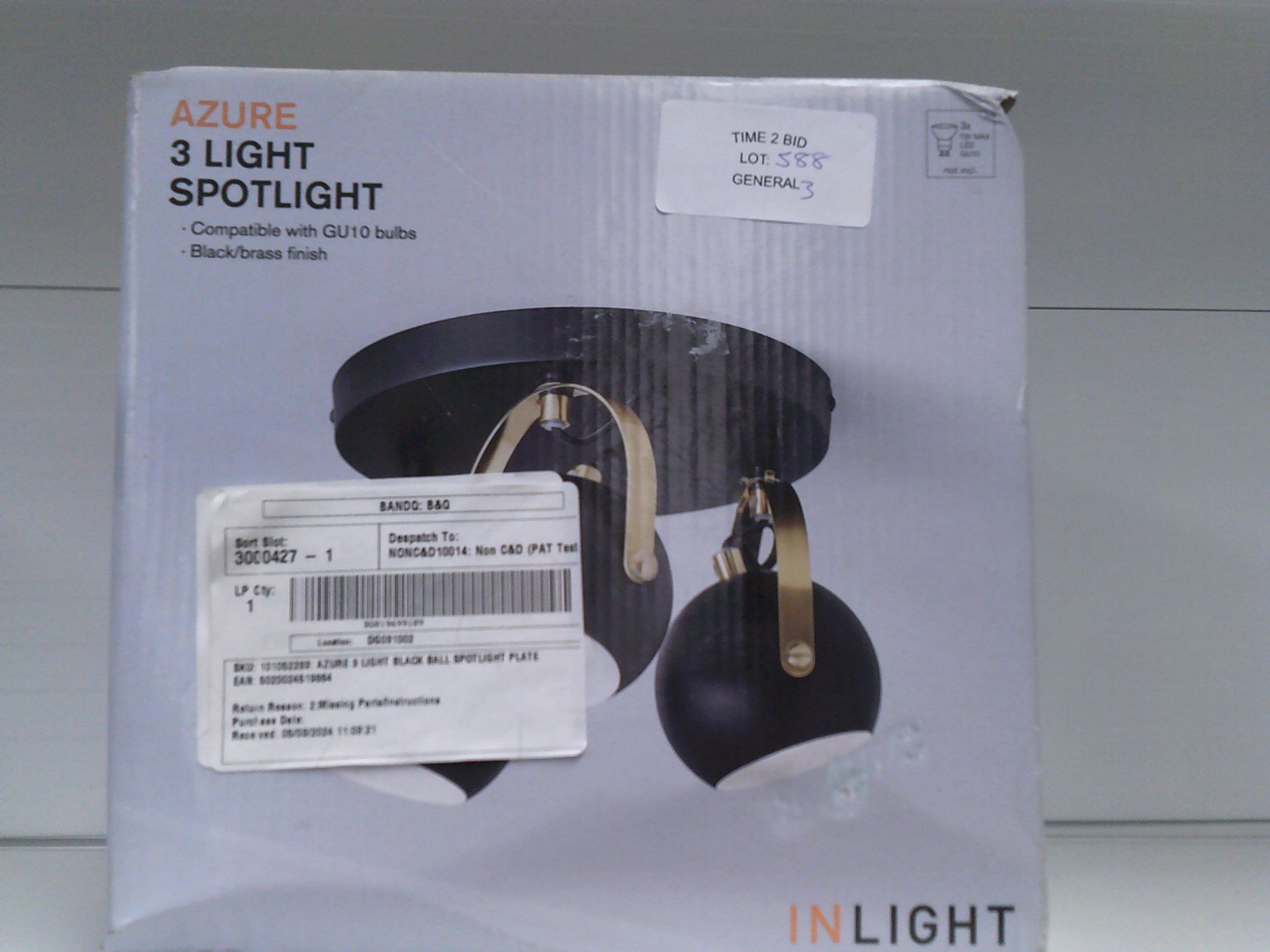 AZURE 3 LIGHT SPOTLIGHT BLACK/BRASS