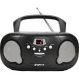 groov e Orginal Boombox - Portable CD Player with Radio, 3.5mm Aux Port, & Headphone Socket - LED