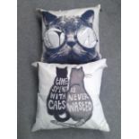 2 x cat print pillows (Delivery Band A)
