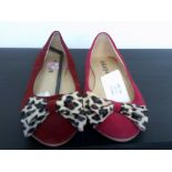 Kataya Plimsoles Leopard Print Bow Size 5