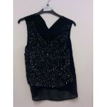 SILVER/BLACK SEQUINNED VEST BLOUSE SIZE 12