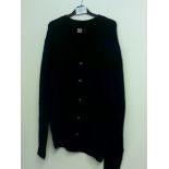 MENS 100% ACRYLIC BLACK BUTTON UP CARDIGAN SIZE L