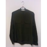 M&S KHAKI GREEN LINEN BLOUSE SIZE 10