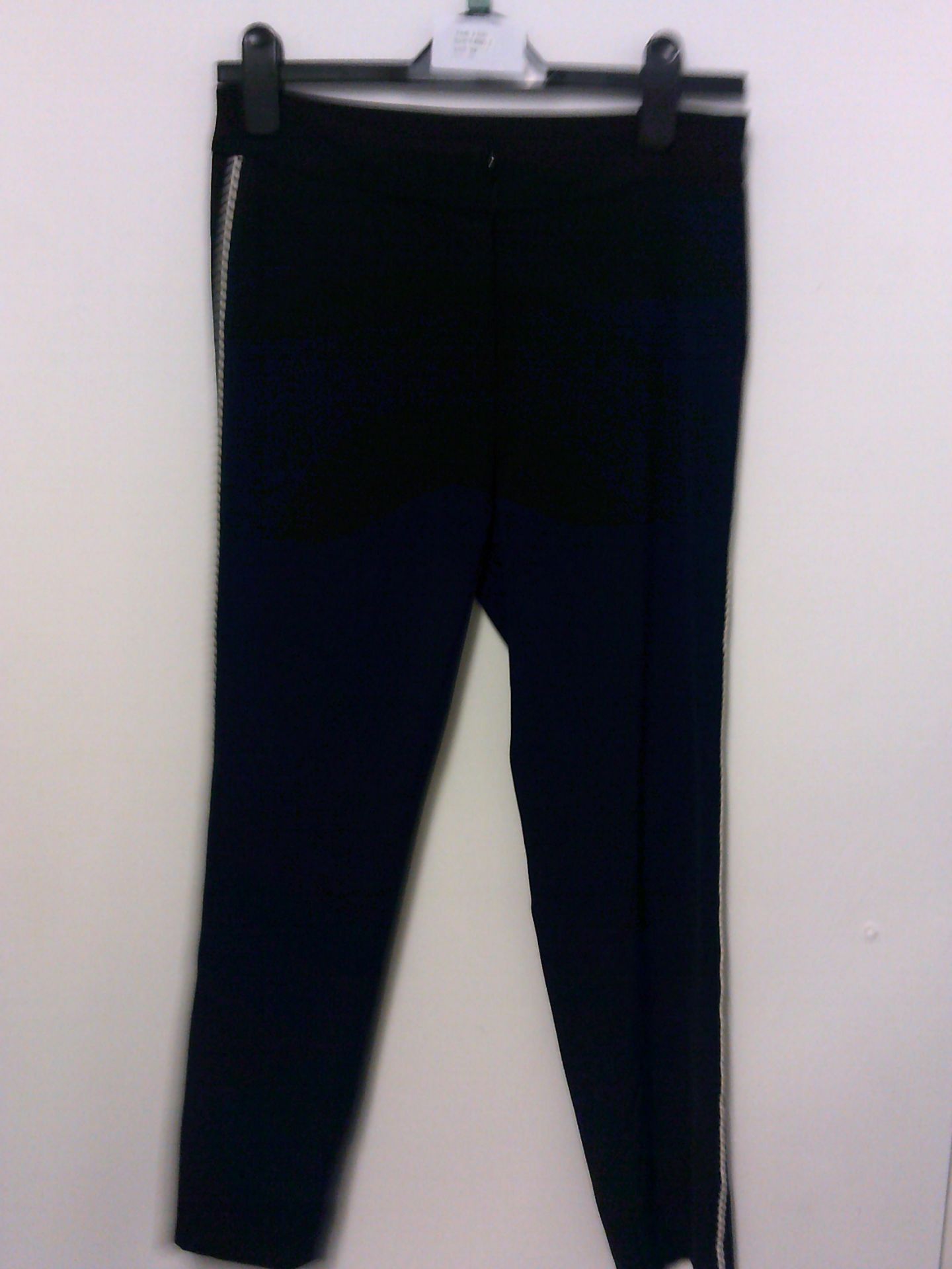 BLACK TROUSER WITH FEATURE PIPING DOWN SIDE OF LEG SIZE 12