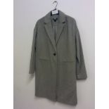 SILVER GREY LINED COAT WITH 1 BUTTON FASTENER SIZE 6