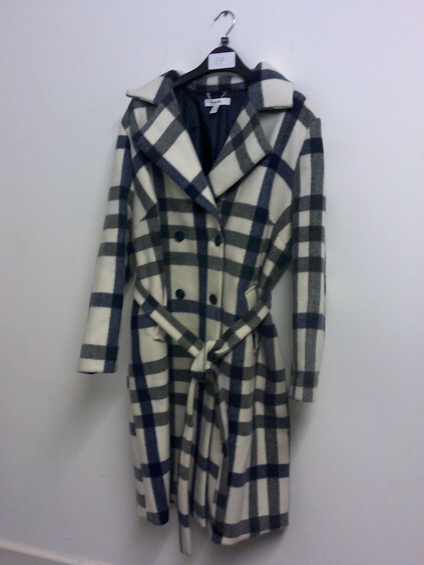 SIMPLY BE LONG LENGTH BELTED CHECK LINED COAT SIZE 24