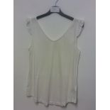 BODYFLIRT WHITE RUFFLE SHOULDER V NECK TOP SIZE S