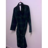 DELMAO GREEN TARTAN LONG LENGTH LINED COAT WITH BELT SIZE 10