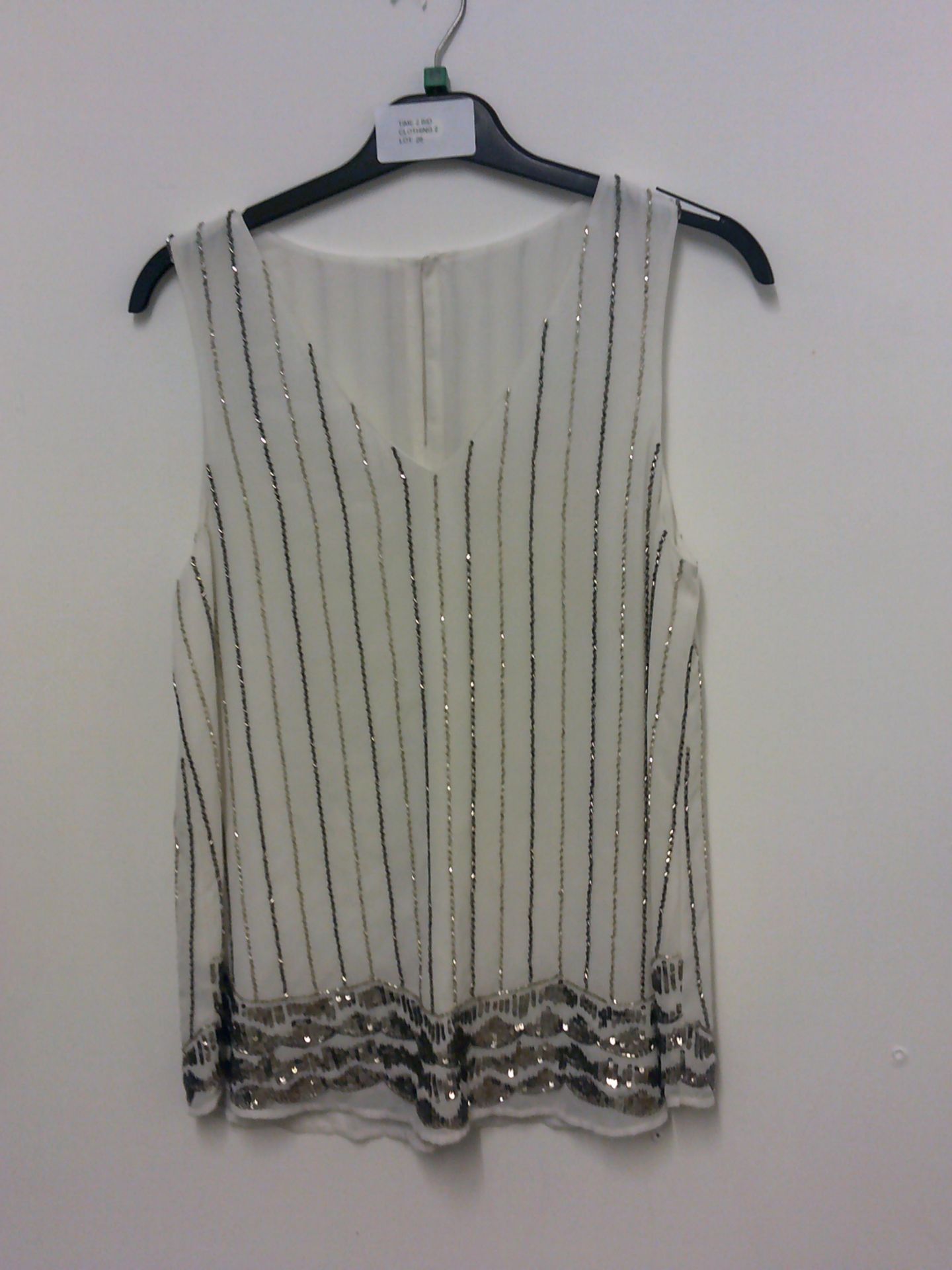 SEQUINNED WHITE/SILVER VEST TOP SIZE 12