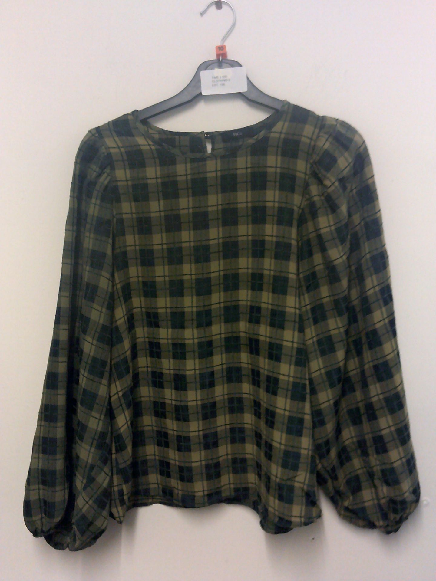 M&CO GREEN CHECK BLOUSE SIZE 10